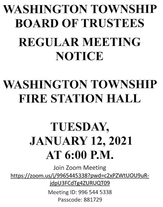 January Regular Meeting 1 Washington Township
